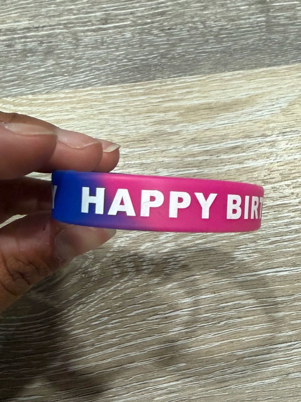 Happy Birthday Ombre Pink Blue Silicone Wristband - Party Favor